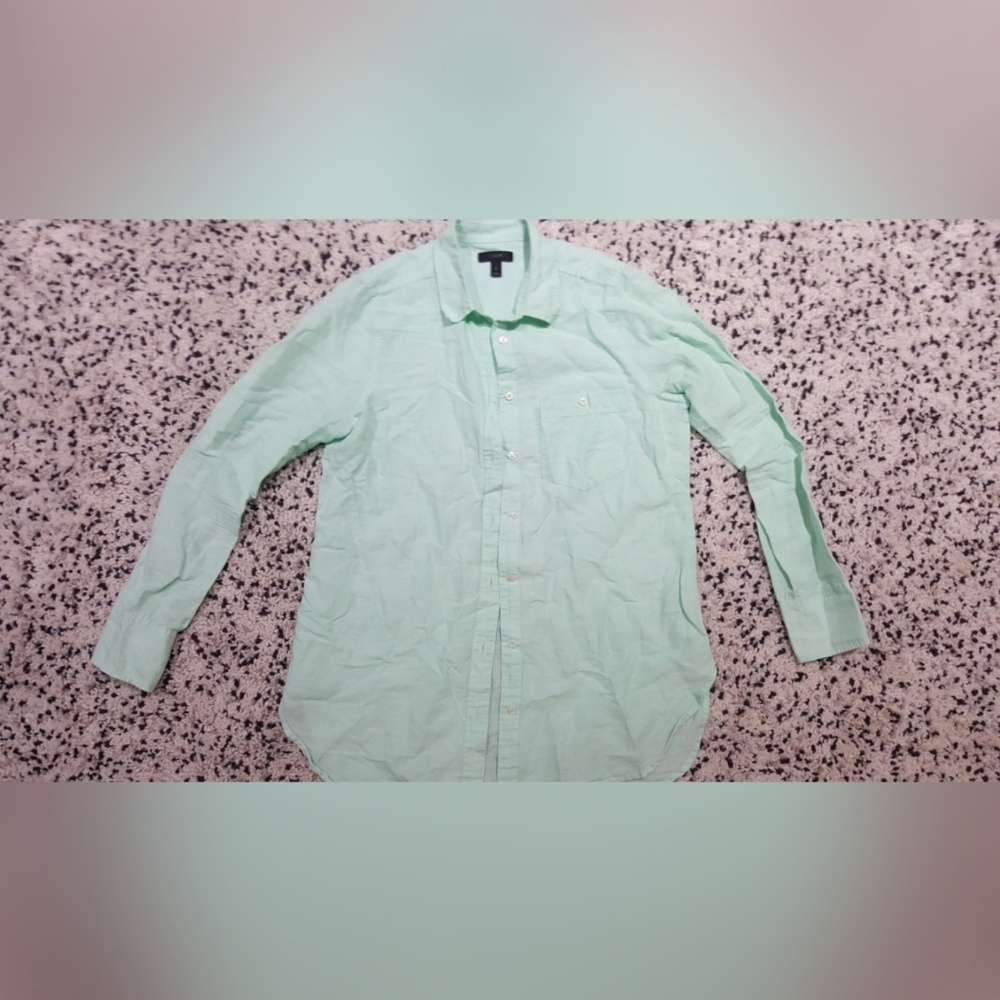 J Crew Teal Linen Top